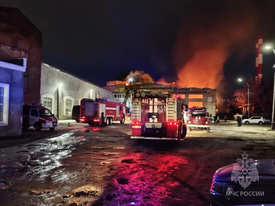 Завод по производству автокомпонентов загорелся среди ночи в Нижнем Новгороде.