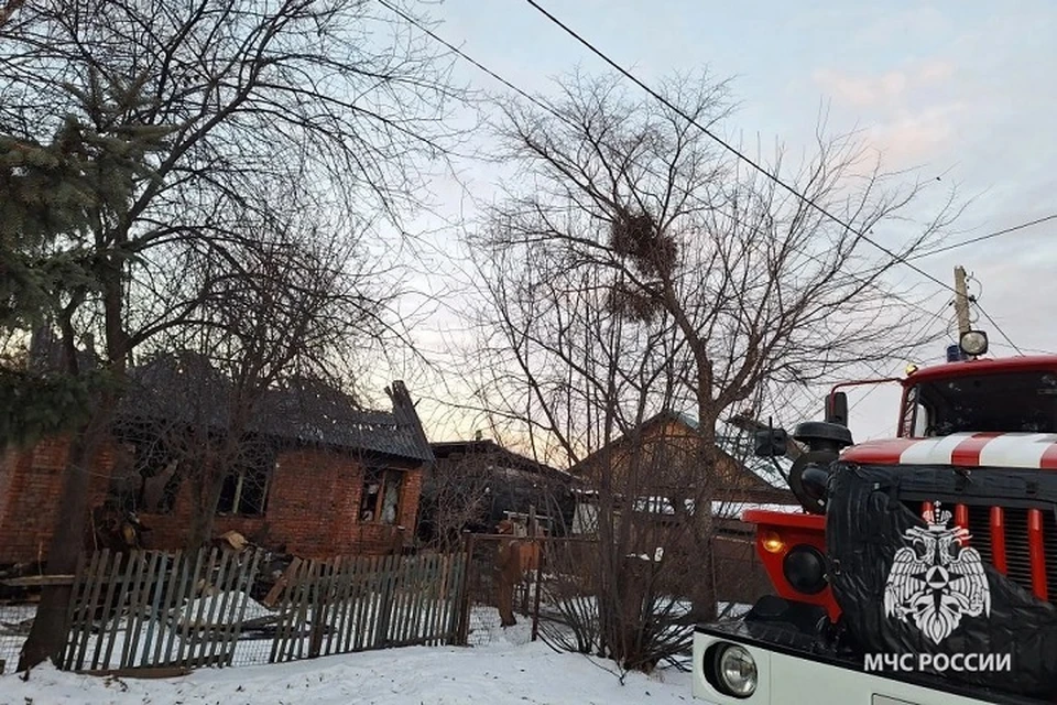 Женщина погибла при пожаре в селе Бычиха Фото: ГУ МЧС России по Хабаровскому краю
