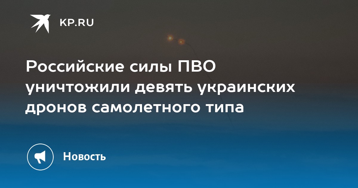 Российские силы ПВО уничтожили девять украинских дронов самолетного типа