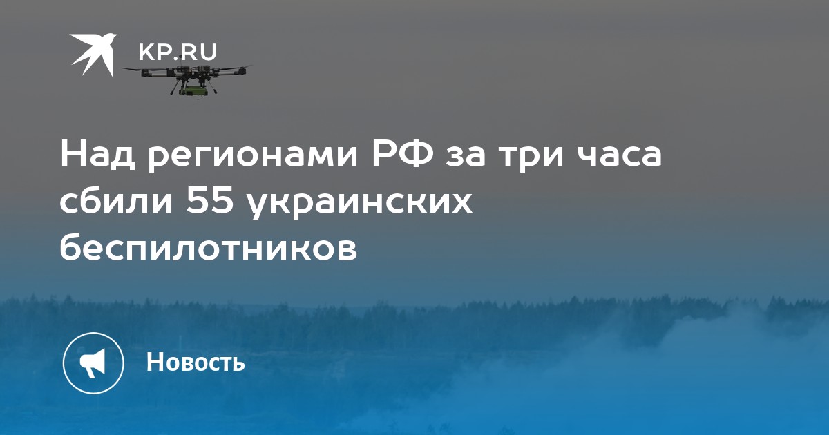 Над регионами РФ за три часа сбили 55 украинских беспилотников