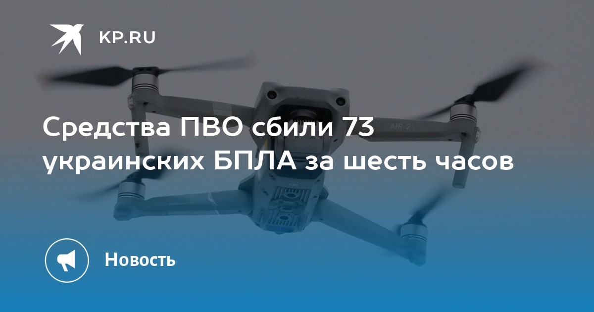 Средства ПВО сбили 73 украинских БПЛА за шесть часов