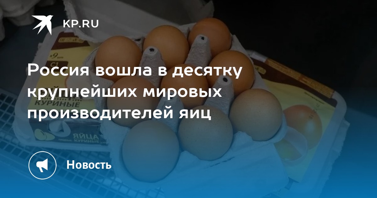 Россия вошла в десятку крупнейших мировых производителей яиц