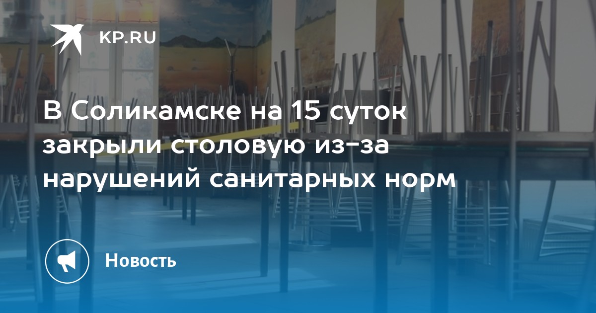 В Соликамске на 15 суток закрыли столовую из-за нарушений санитарных норм