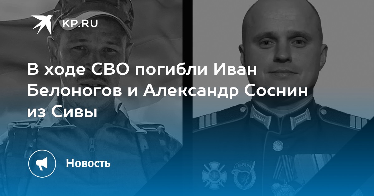 В ходе СВО погибли Иван Белоногов и Александр Соснин из Сивы