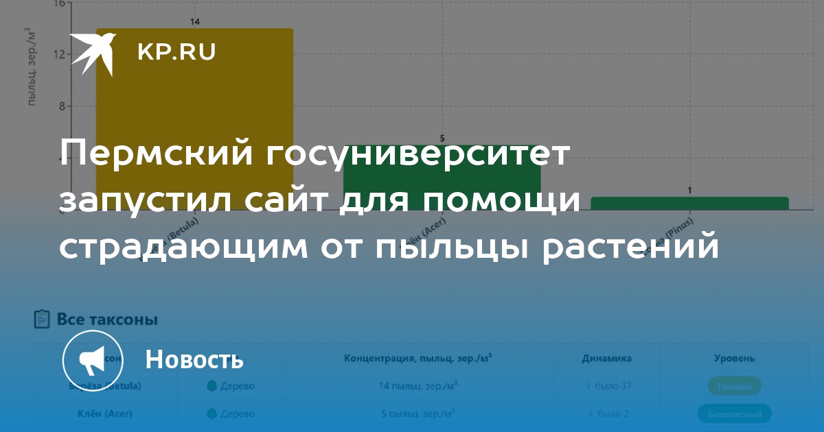 Пермский госуниверситет запустил сайт для помощи страдающим от пыльцы растений