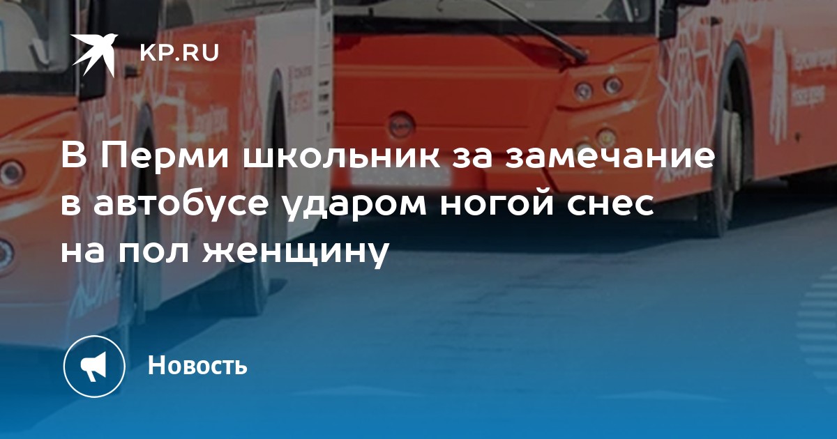 В Перми школьник за замечание в автобусе ударом ногой снес на пол женщину