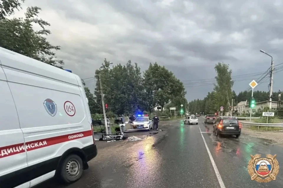 Автомобиль сбил байкера в Конаково Фото: Госавтоинспекция Тверской области
