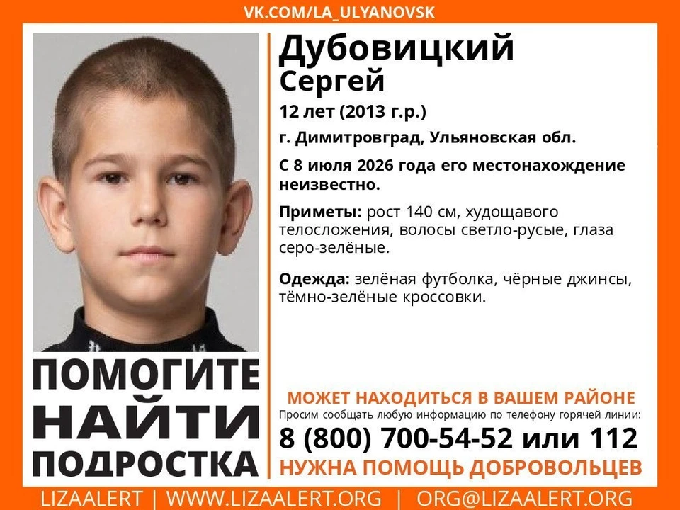 В Димитровграде разыскивают пропавшего 12-летнего подростка | ФОТО: телеграм-канал ДПСО "ЛизаАлерт" Ульяновской области