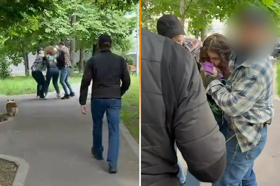 Вот девушка в яркой курточке прогуливает корги и в этот момент ее задерживают сотрудники спецслужб. Жалко в этой ситуации только собаку... Кадр из видео ЦОС ФСБ России