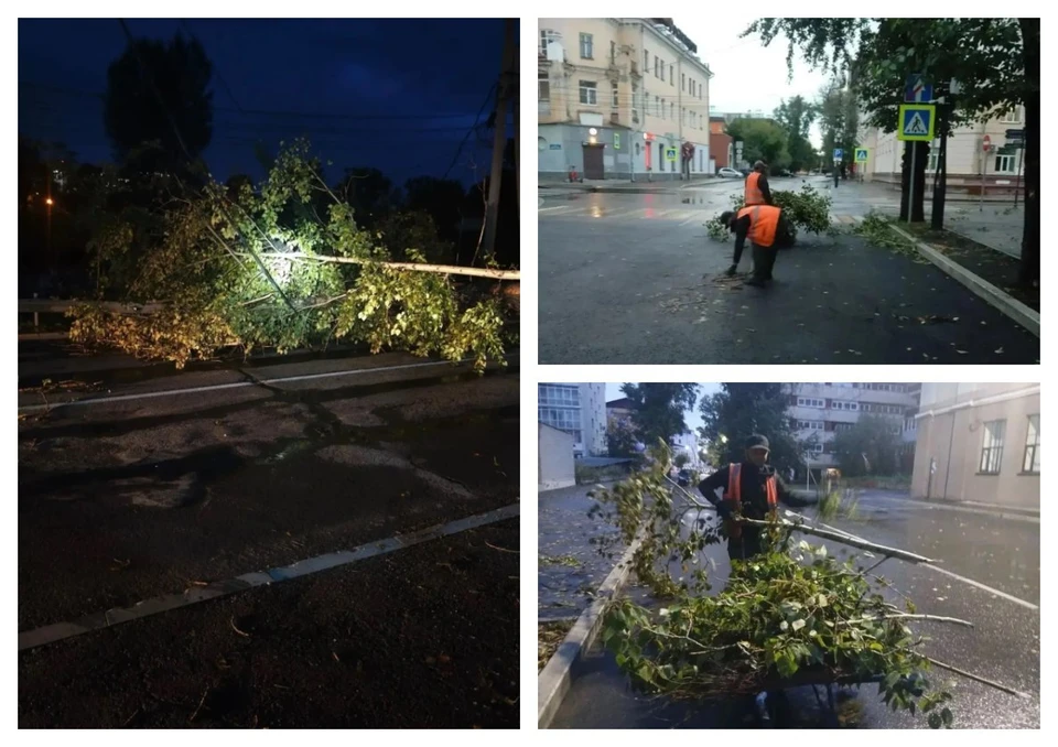 Убирать упавшие деревья и откачивать воду продолжают на улицах Иркутска.