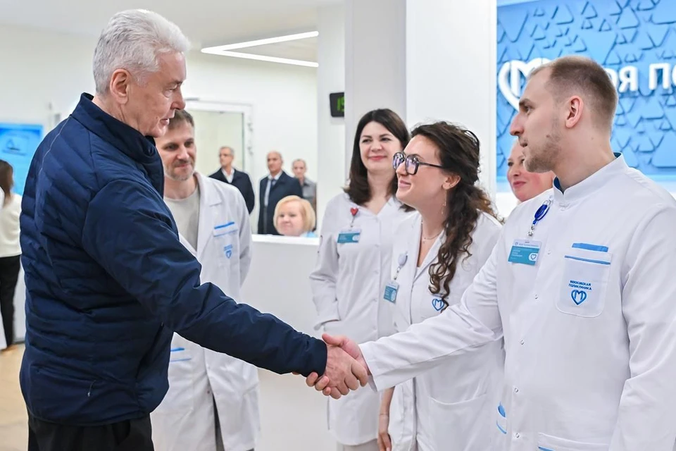 Сергей Собянин открыл новую поликлинику в Троицке. Фото: Максим Мишин/Пресс-служба мэра и правительства Москвы.