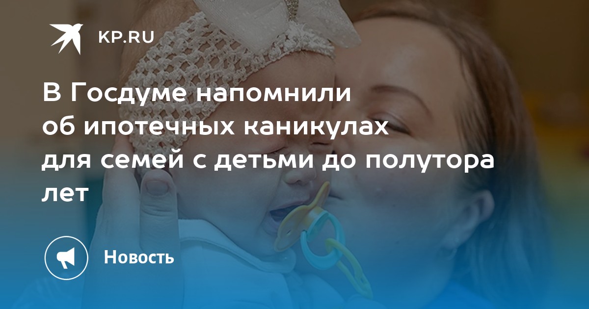 В Госдуме напомнили об ипотечных каникулах для семей с детьми до полутора лет - - изображение номер один