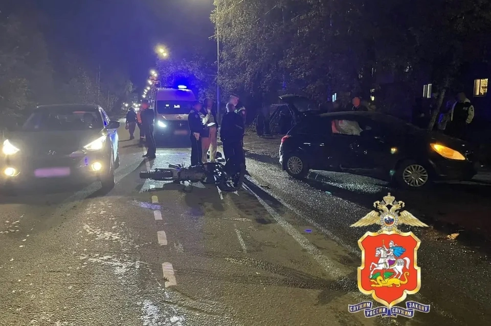 Двое подростков на мотоцикле пострадали в ДТП в Сергиевом-Посаде. Фото: ГУ МВД России по Московской области
