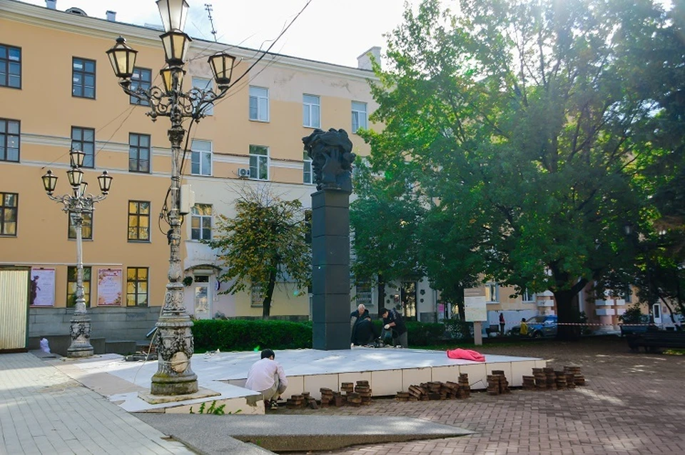 Благоустройство на Театральной площади. Фото: пресс-служба администрации города Твери
