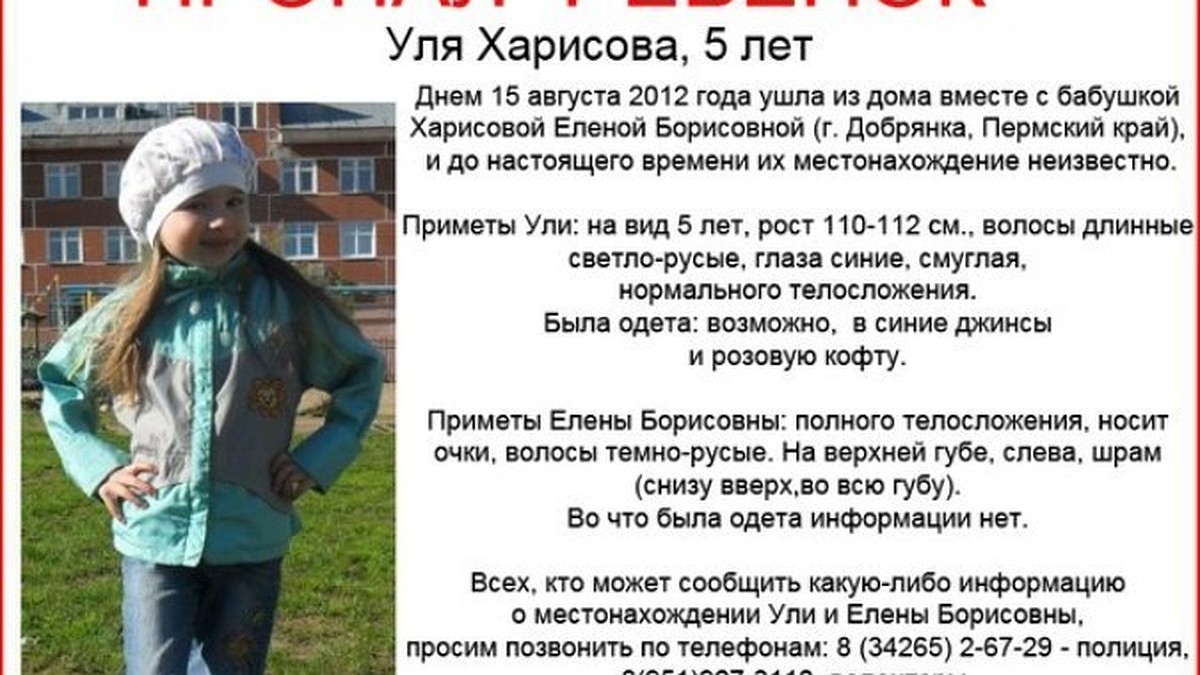 В Добрянке пропала пятилетняя девочка - KP.RU