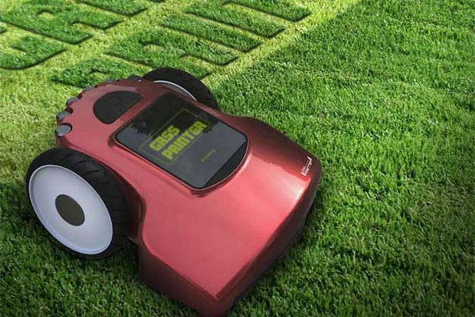 Корейцы придумали принтер-газонокосилку, который выстригает на траве рисунки и надписи