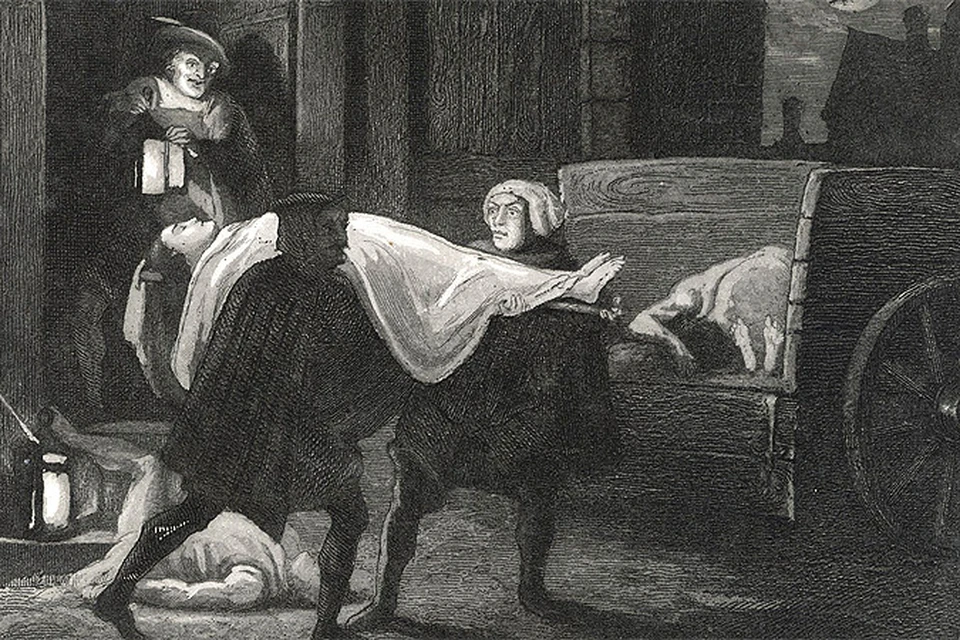 Гравюра 17 века о последствиях чумы в Европе