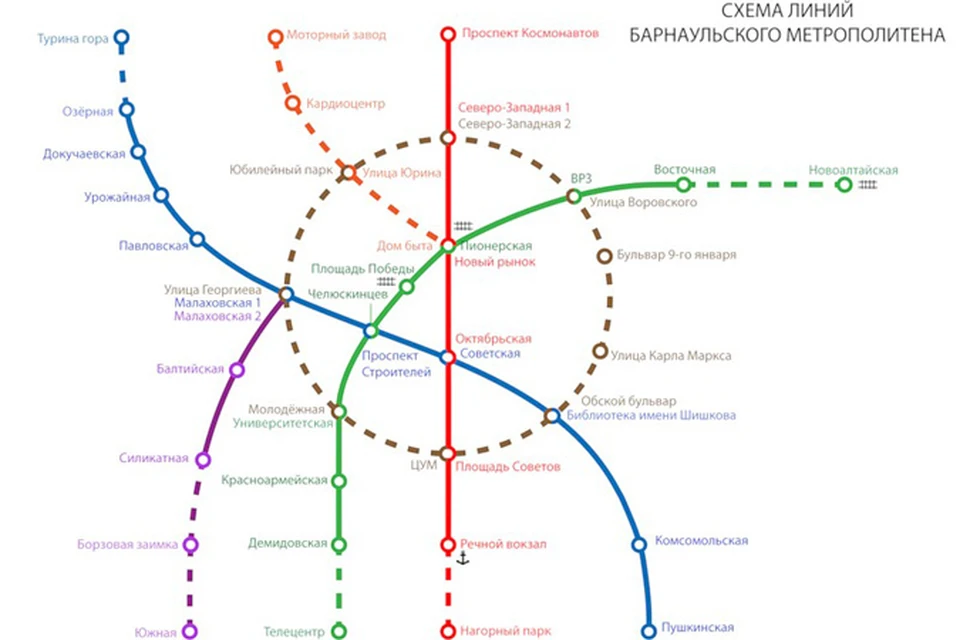 Схема линии омского метрополитена