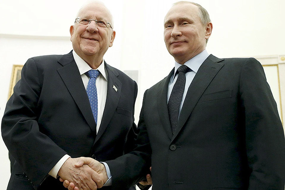 Президент Израиля Реувен Ривлин и Владимир Путин в Кремле.