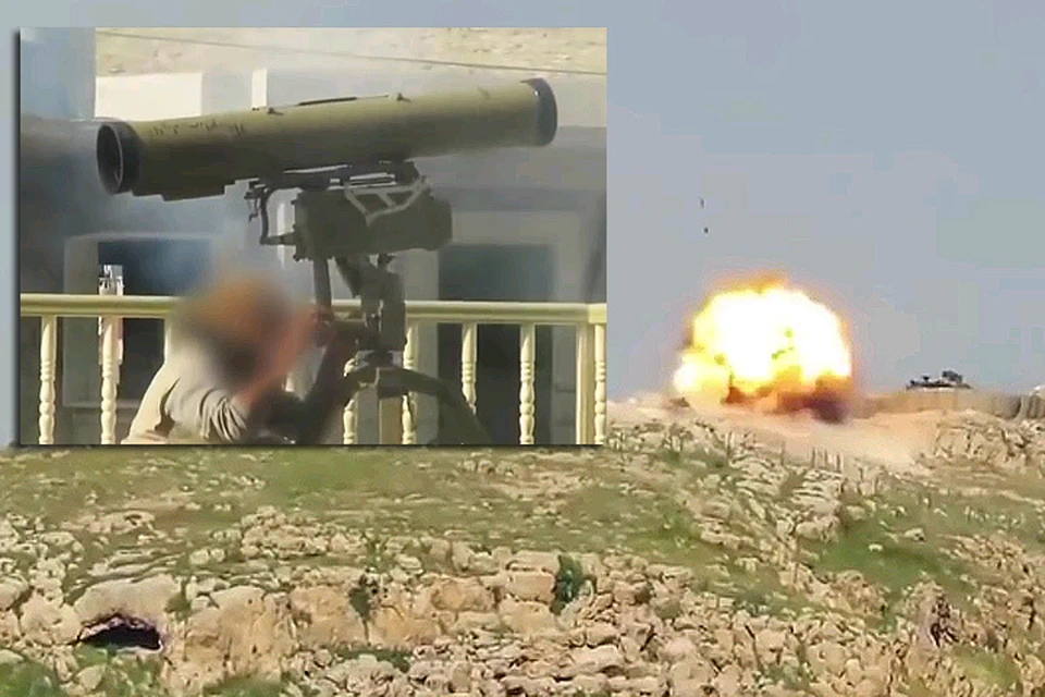 Террористы «ИГ» подбили российской противотанковой ракетой «Корнет» американо-израильский танк М-60Т Турецкой армии.