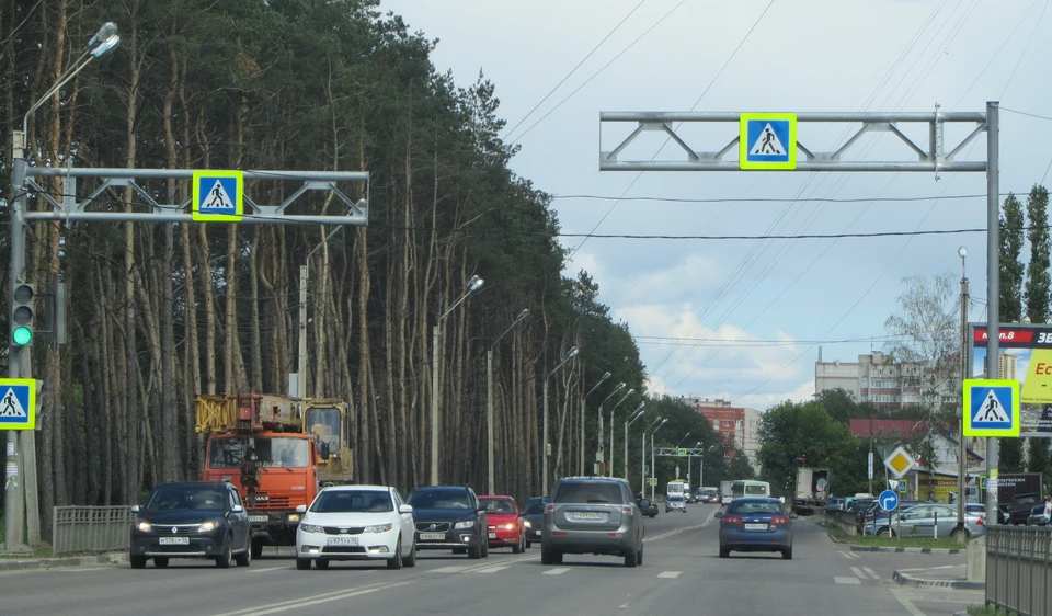 В Воронеже трудно найти "идеальный" переход. На Ломоносова есть и дублирующие знаки над дорогой, и освещение, но, к сожалению, уже стерлась разметка.