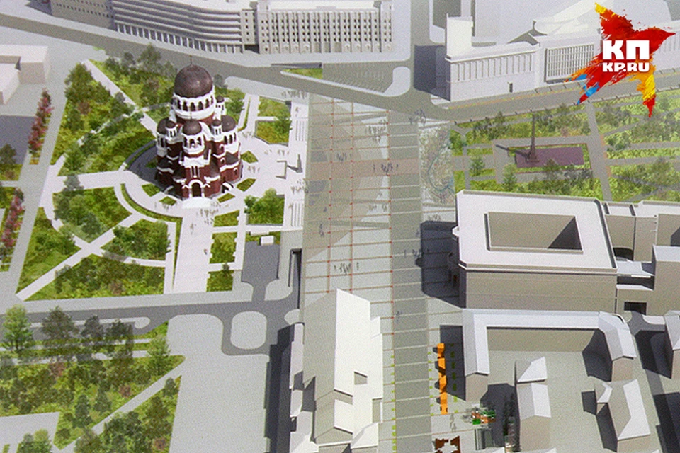 Таким станет центр города, когда достроят храм. Фото: мэрия Волгограда.