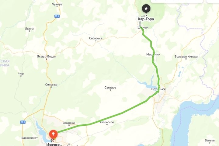 Маршрут до Каргоры. Фото: Яндекс.карты