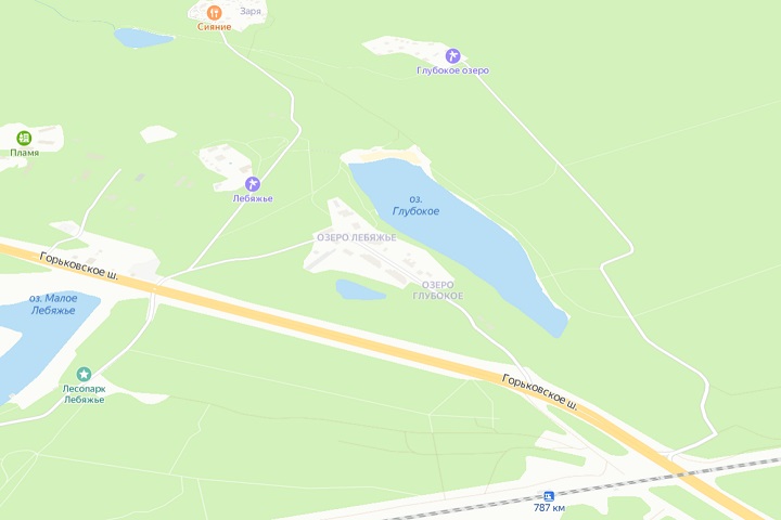 Пляж &laquo;Озеро Глубокое&raquo; на карте.