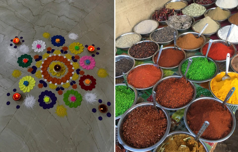 Традиционные рисунки на счастье и, конечно, те самые индийские специи! Фото: личный архив