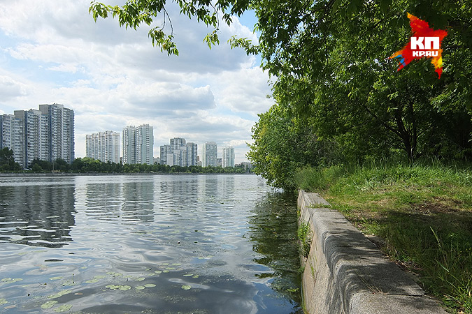 Рядом течет река Москва, никакой набережной тут нет — можно спуститься к самой воде